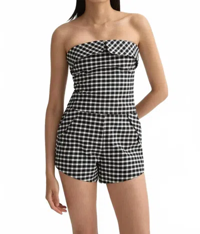 Posse Chiara Strapless Top In Gingham In Gray
