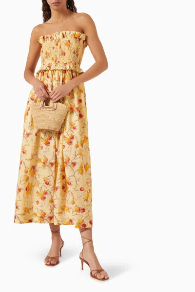 Posse Coby Strapless Dress In Citrus Floral In Neutral