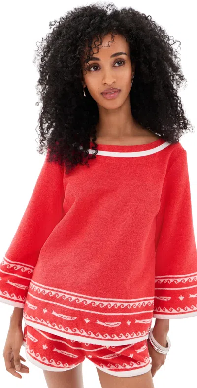 Posse Cody Fish-print Top In Red