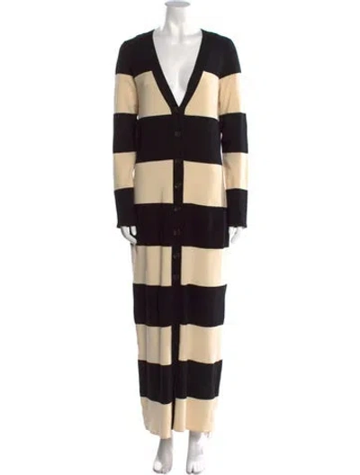 Pre-owned Posse Colorblock Pattern Long Dress In Black
