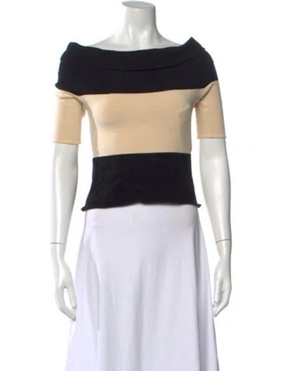 Pre-owned Posse Colorblock Pattern Off-the-shoulder Top In Black