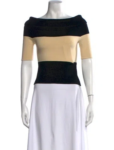 Pre-owned Posse Colorblock Pattern Off-the-shoulder Top In Black