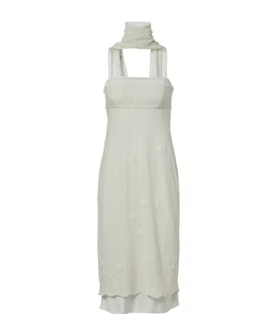Posse Cove Embroidered Midi Dress In White