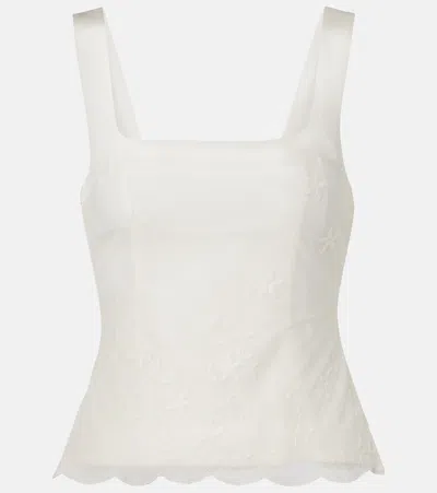 Posse Cove Embroidered Tulle Top In White