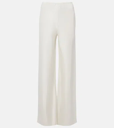 Posse Cove Stretch-silk Straight-leg Pants In White