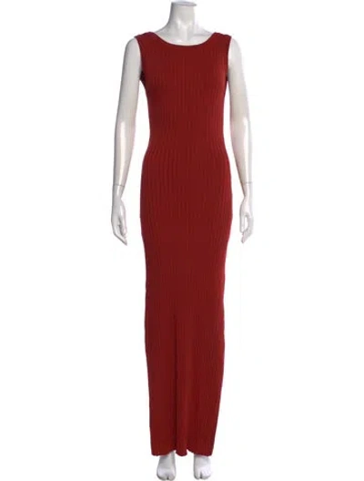 Pre-owned Posse Crew Neck Long Dress In Orange