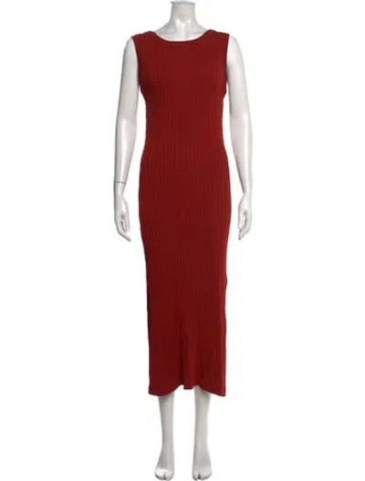 Pre-owned Posse Crew Neck Midi Length Dress In Orange