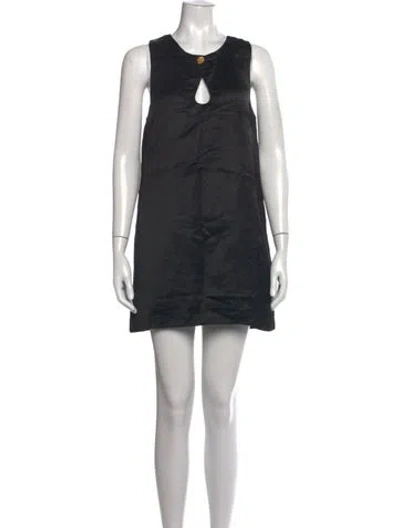 Pre-owned Posse Crew Neck Mini Dress In Black