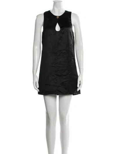 Pre-owned Posse Crew Neck Mini Dress In Black