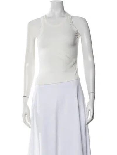 Pre-owned Posse Crew Neck Sleeveless Top In White