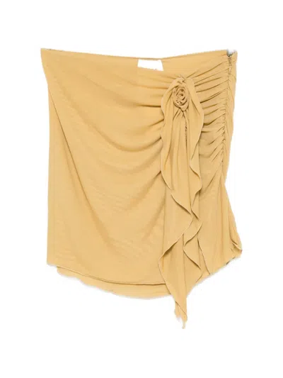 Posse Cynthia Flower-embellishment Mini Skirt In Neutral