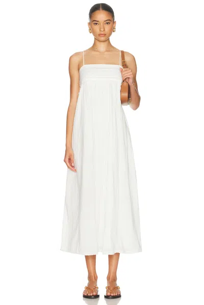 Posse Danielle Embroidered Ruffle Cotton Sundress In White
