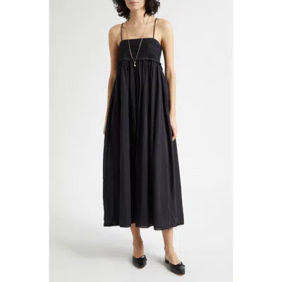 Posse Danielle Embroidered Lace Ruffle Trim Midi Dress In Black