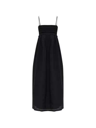 Posse Danielle Embroidered Ruffled Cotton Midi Dress In Black