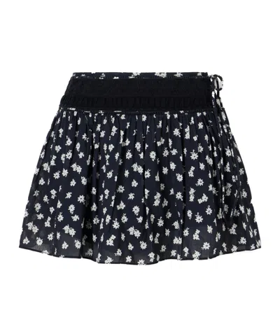 Posse Danielle Floral-print Lace-trimmed Cotton-voile Mini Skirt In Black