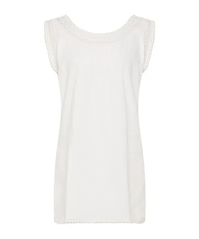 Posse Danielle Lace-trimmed Cotton Mini Dress In White