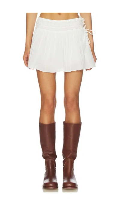 Posse Danielle Tie-detailed Lace-trimmed Cotton Skort In White