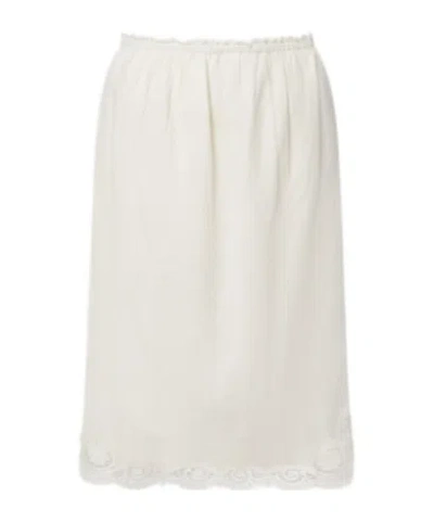 Posse Darya Embroidered Linen And Cotton Midi Skirt In White