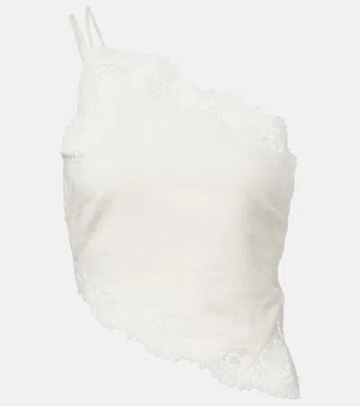 Posse Darya Embroidered Linen And Cotton Top In White