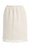 Posse Darya Lace-trimmed Linen And Cotton-blend Midi Skirt In White
