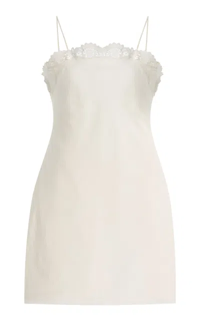 Posse Darya Lace-trimmed Linen-cotton Mini Dress In White