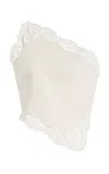 Posse Darya One-shoulder Lace-trimmed Linen And Cotton-blend Top In White