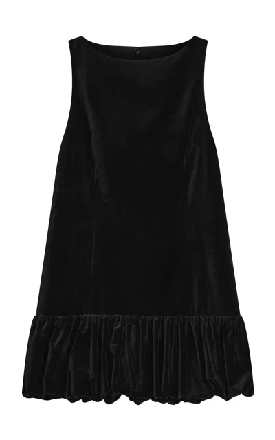 Posse Dean Bubble-hem Velvet Mini Dress In Black