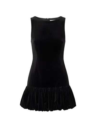 Posse Dean Gathered Darted Cotton-velvet Mini Dress In Black