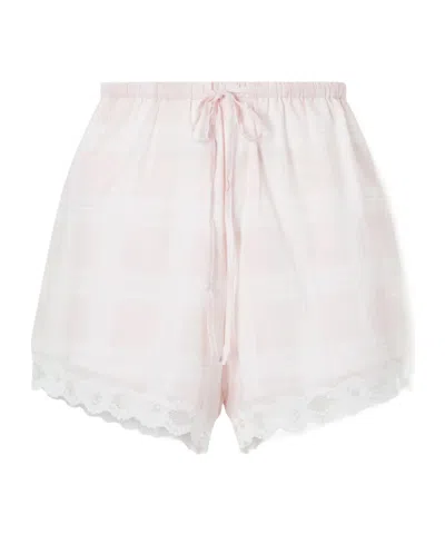 Posse Marilyn Lace-trimmed Checked Cotton Shorts In Pink