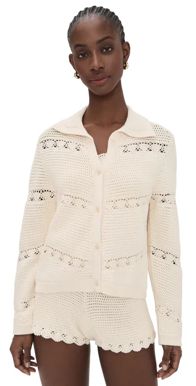 Posse Dylan Crochet Cardigan Pearl In Neutral