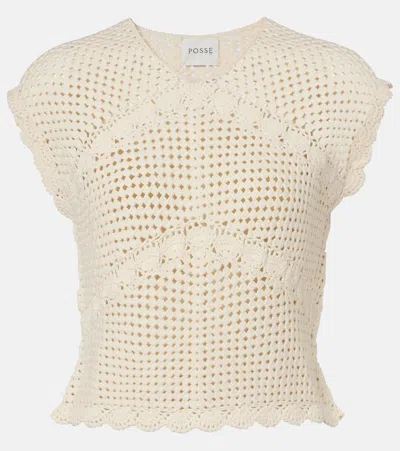 Posse Dylan Crochet Top In Neutral