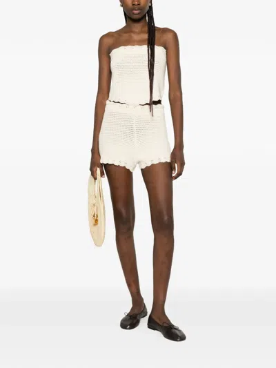Posse Dylan Crocheted Shorts In Neutral