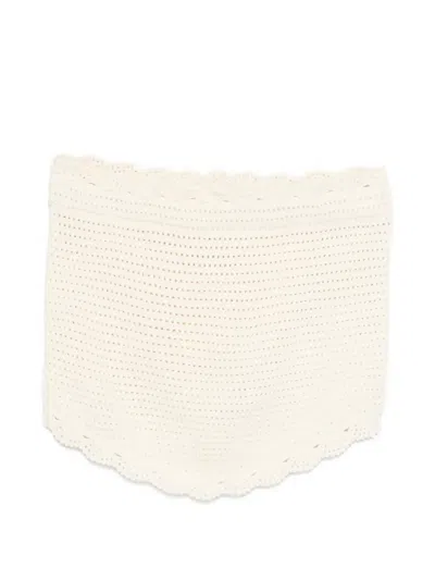 Posse Dylan Cropped Strapless Crocheted Top In Neutral