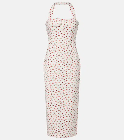 Posse Ebony Lace-trimmed Printed Cotton-blend Midi Dress In White