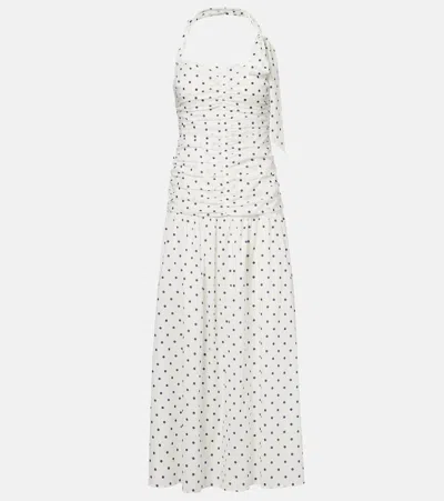 Posse Edie Polka-dot Maxi Dress In White