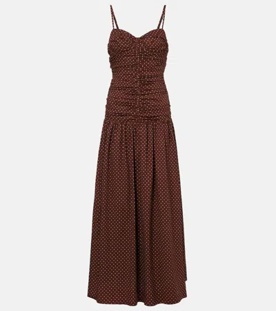 Posse Edie Polka-dot Maxi Dress In Brown