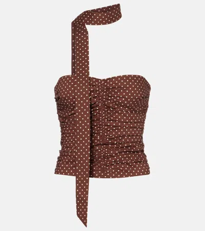Posse Edie Polka-dot Top In Brown