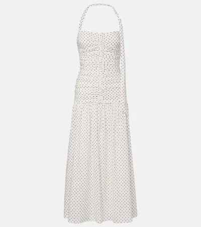 Posse Edie Polka-dot Halterneck Maxi Dress In Red