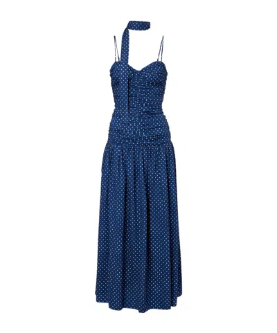 Posse Edie Polka-dot Maxi Dress In Blue