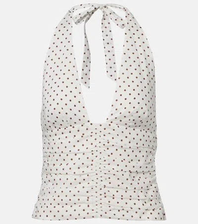 Posse Edie Polka-dot Top In White