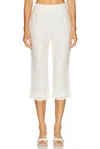 Posse Effi Capri Crocheted Lace-trimmed Linen Slim-leg Pants In White