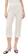 Posse Effi Capri Crocheted Lace-trimmed Linen Slim-leg Pants In White