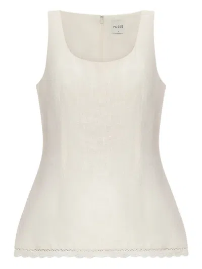 Posse Effi Lace-trim Top In White