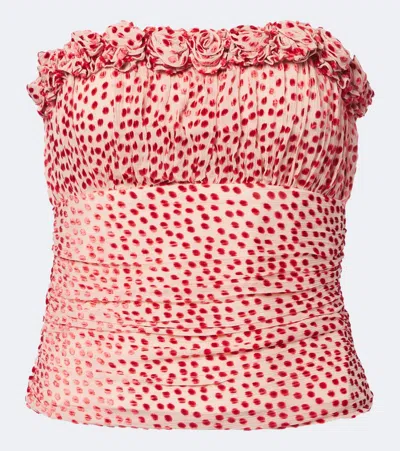 Posse Elise Polka-dot Corset Top In Red