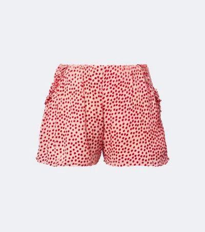 Posse Elise Polka-dot Ruffled Shorts In Red