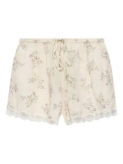 Posse Elodie Floral Lace-trimmed Shorts In Multi