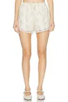 Posse Elodie Floral Lace-trimmed Shorts In Blue