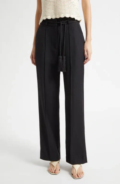 Posse Elspeth Pleat Front Wool Pants In Black