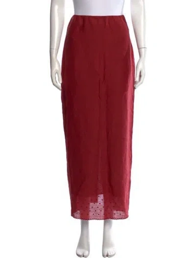Pre-owned Posse Embroidered Accent Long Skirt In Red