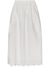 Posse Floral Embroidered Midi Skirt In Weiss